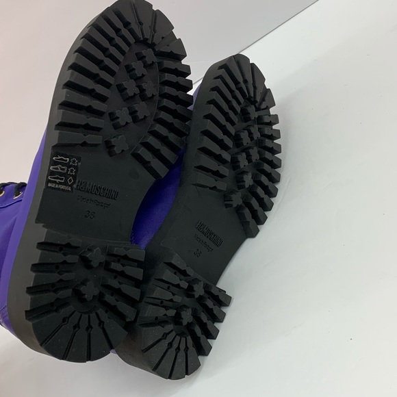 SOLD Moschino H&M Purple Leather Boots Women New - Picture 8 of 10